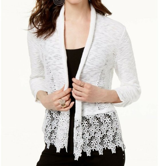 Elegant White Lace Trim Sweater - Picture 1 of 3